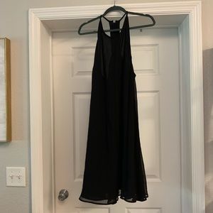 Black halter neck dress with zipper back detail